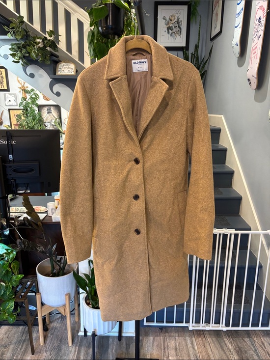 Old Navy Jackets & Blazers - Old Navy Long Single-Breasted Camel Car Coat Size Small Tall